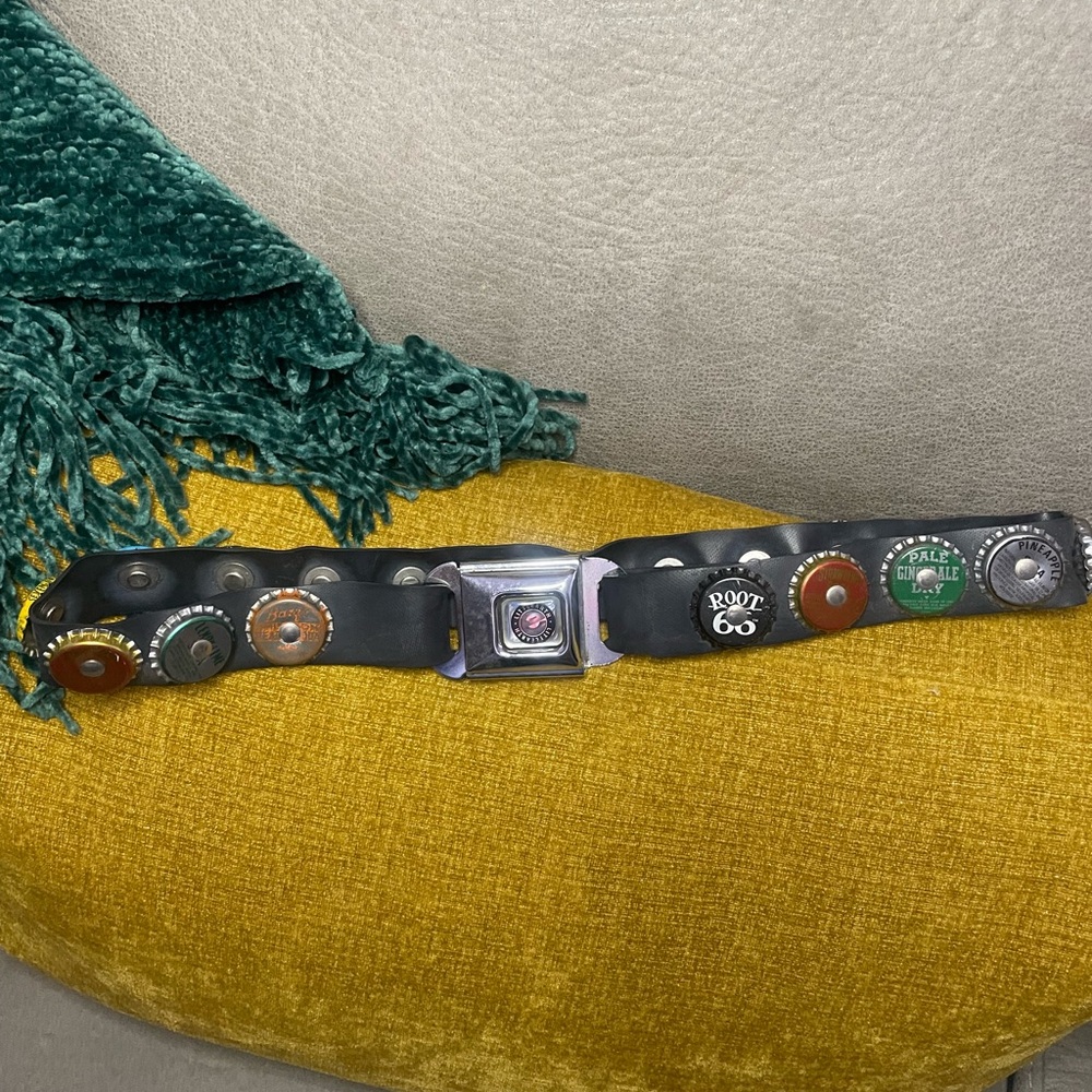 Vintage bottle cap belt
